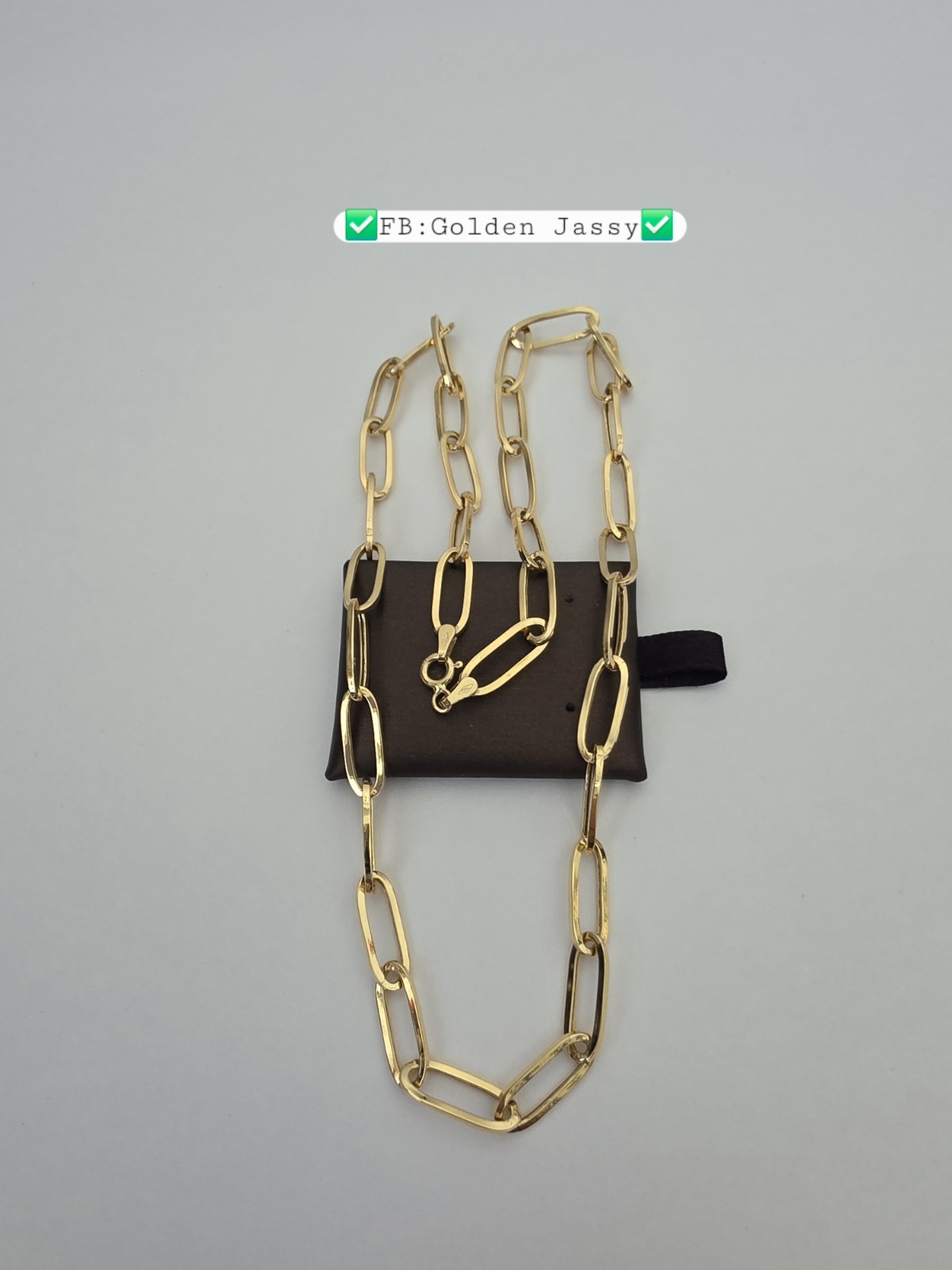 18K Real Gold PaperClip Chain 17.5″