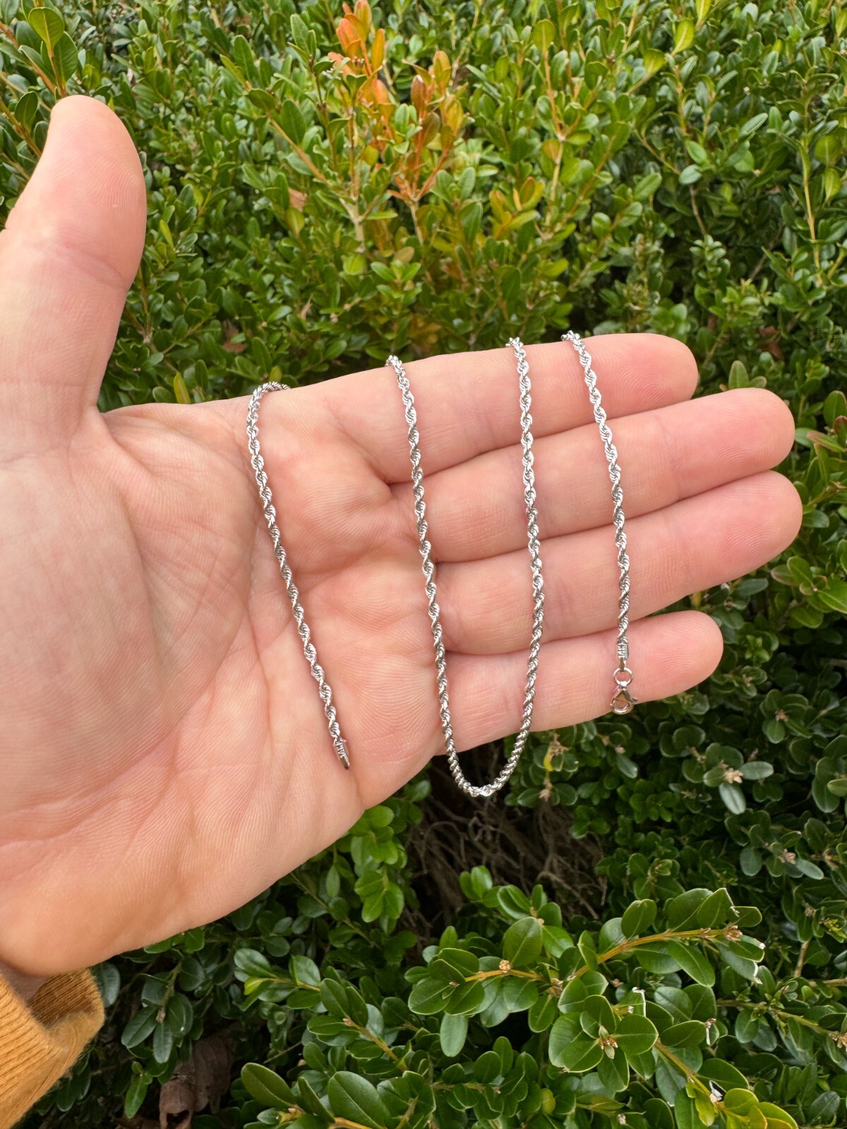 Solid 14k White Gold Men’s Women’s Real Rope Chain Necklace 1.5mm-4mm