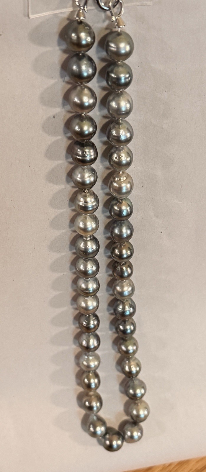 Large Tahitian Pearl Necklace 10.6-11.2mm 18″ Silver Seawater Pearls NEW