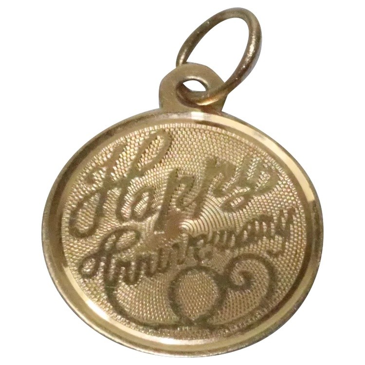14KT Yellow Gold Happy Anniversary Pendant