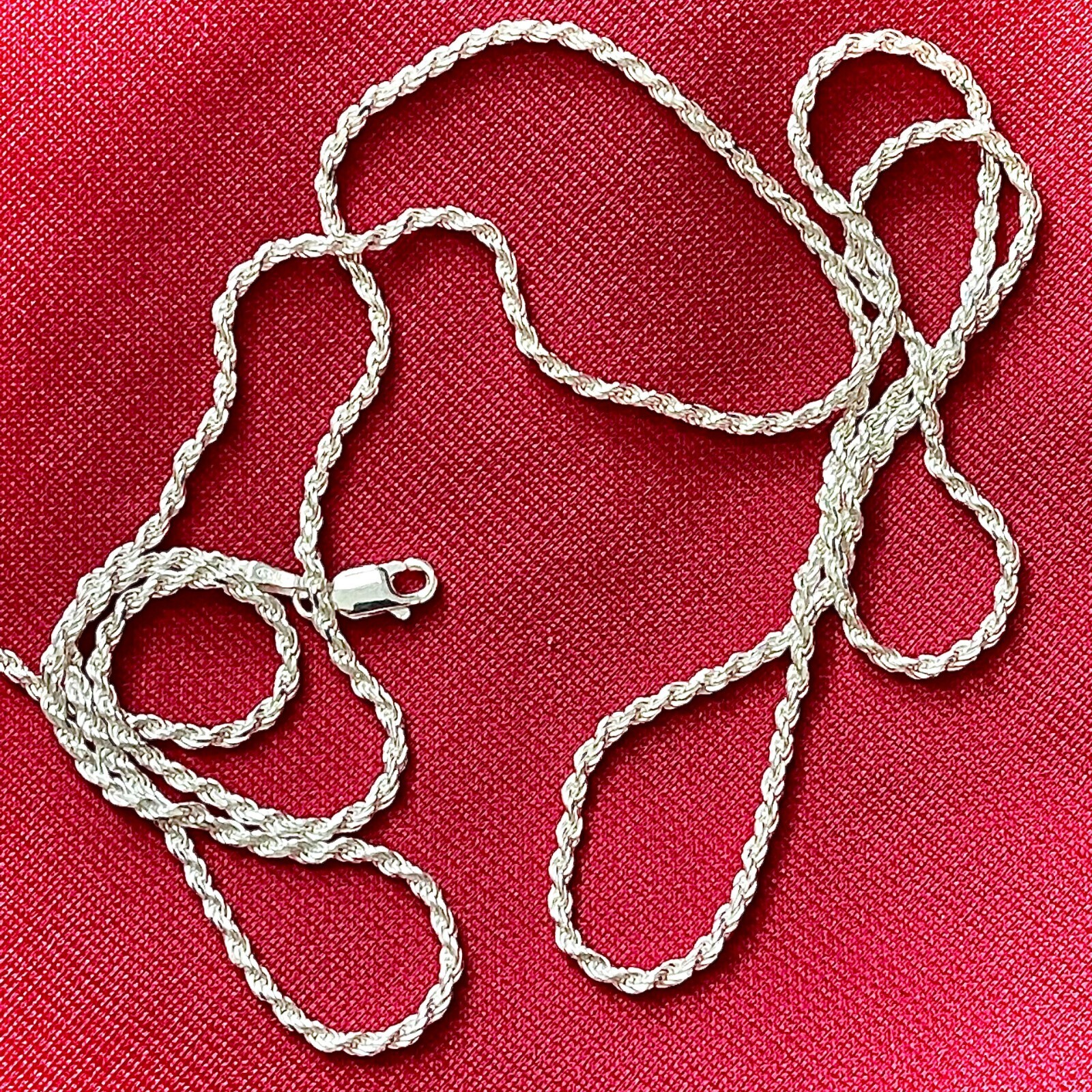Italy Sterling Silver 925 Diamond Cut Rope Chain Necklace 2MM Free Shipping Gift
