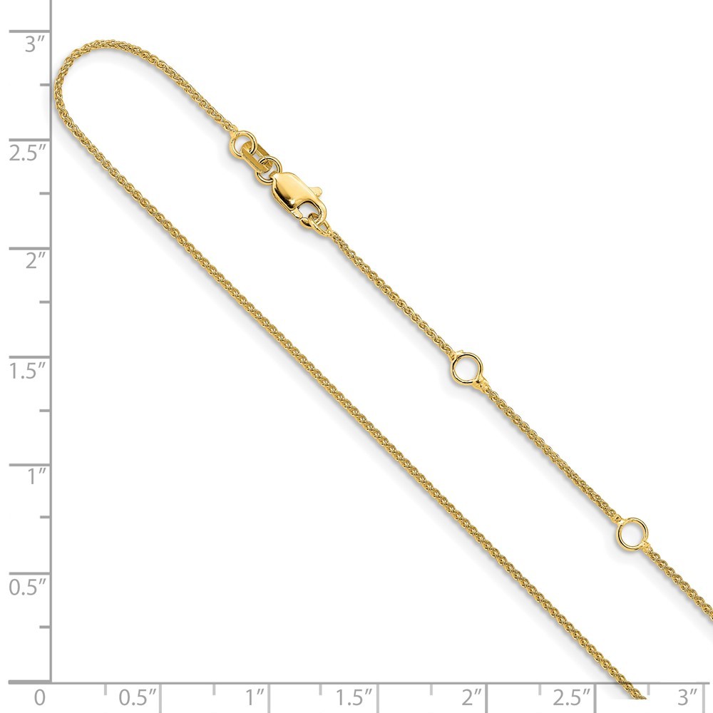14k Yellow Gold 1mm Spiga 1in+1in Adjustable Chain Necklace 18″ 2.25gm for Mom