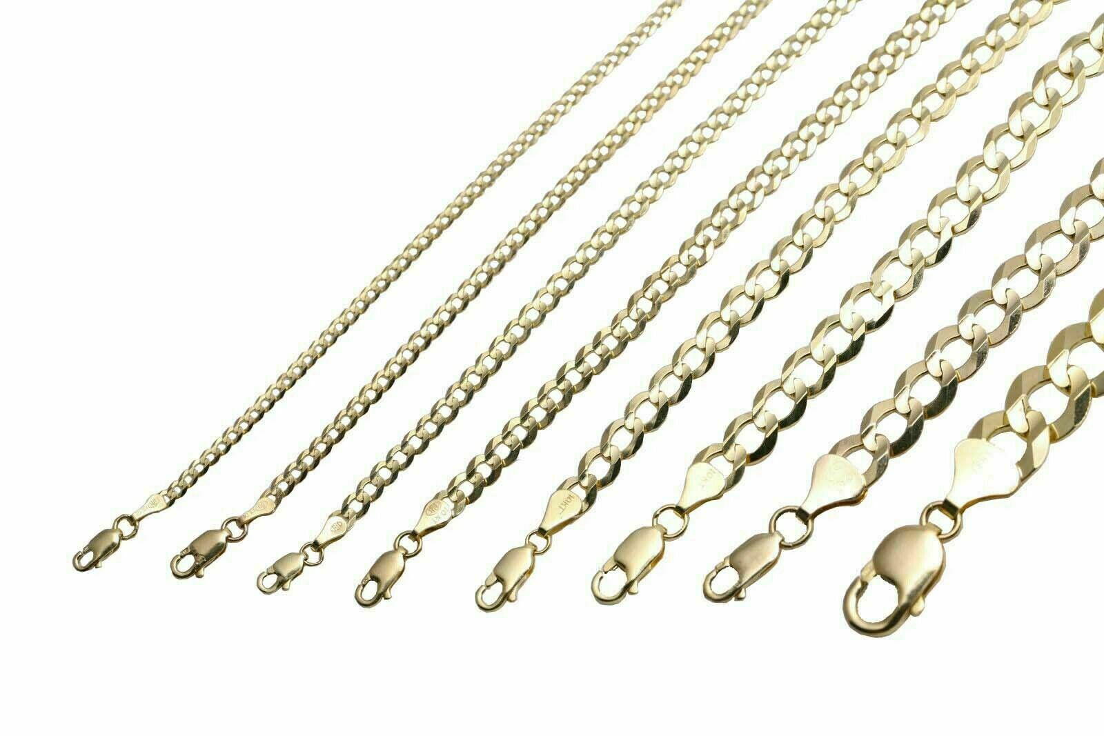10k Yellow Gold Solid 3mm-12mm Cuban Link Chain Necklace Bracelet 7″-30″