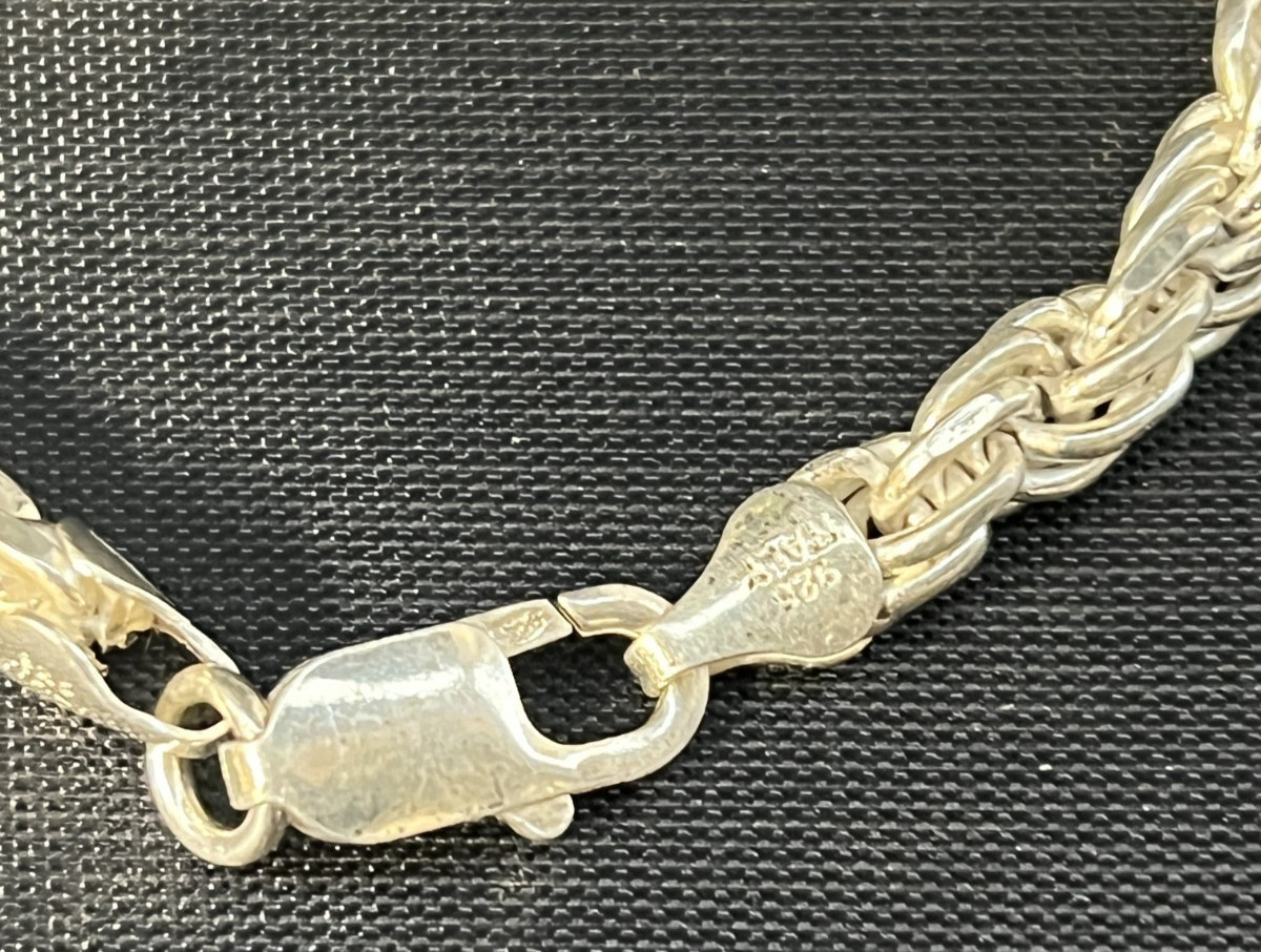 AGI 925 Sterling Silver 5mm Rope Chain Necklace 24″ Length 66.1g Italy HEAVY