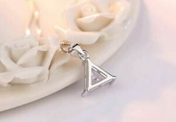 3CT Trillion Solitaire Cut VVS1 Diamond Lab Created Pendant 14K White Gold Over