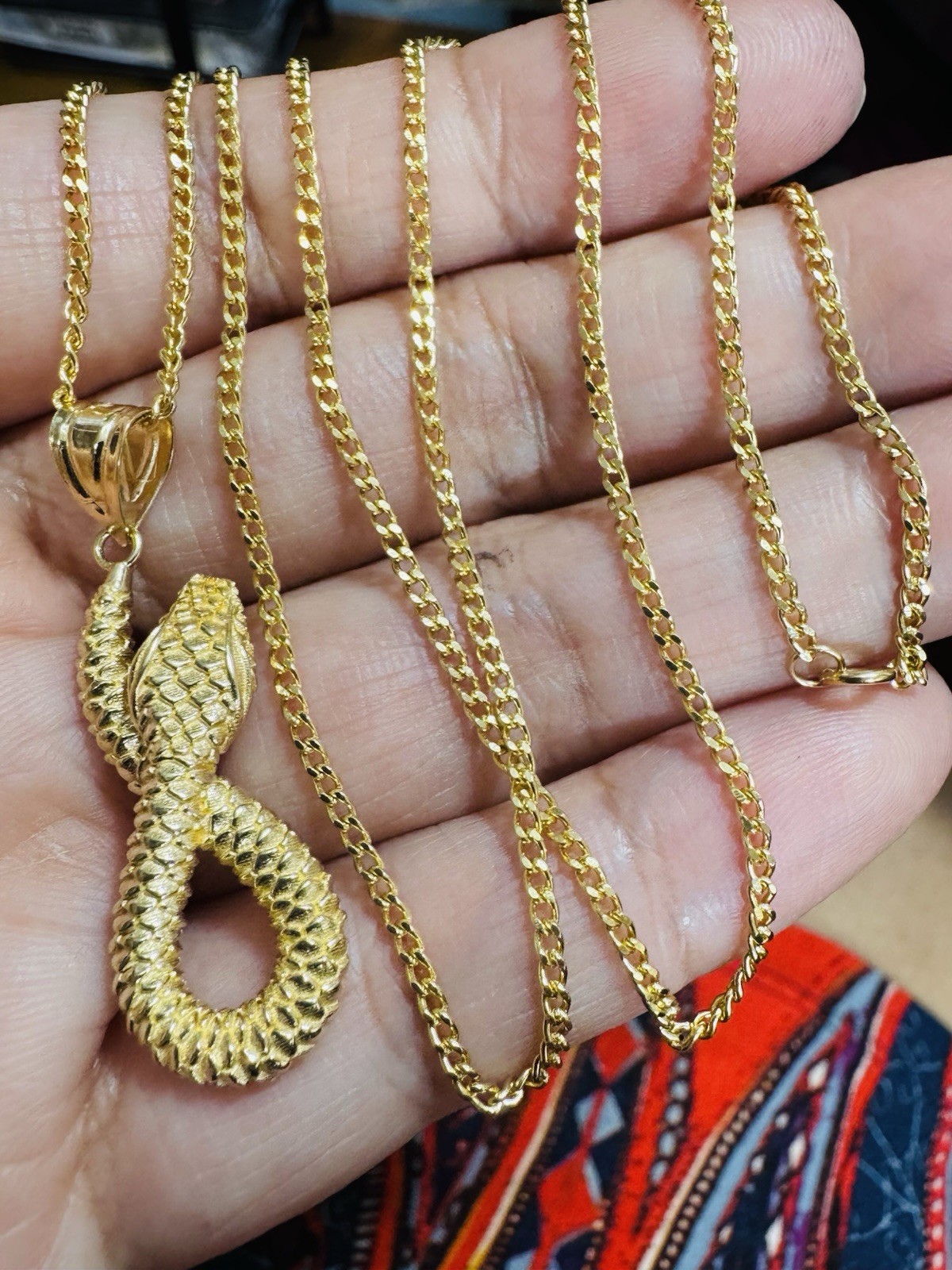 18K 750 Real Fine Mens Women’s Gold Snake Set Necklace 23.5/24” long 2.2mm 9.26g