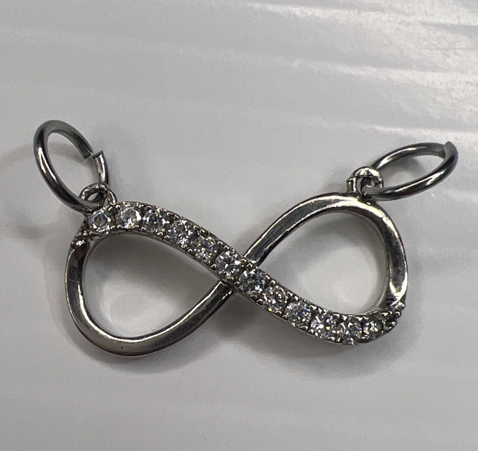ATI 925 Sterling Silver Retro Charm Pendant Love Infinity Symbol Pavé CZ