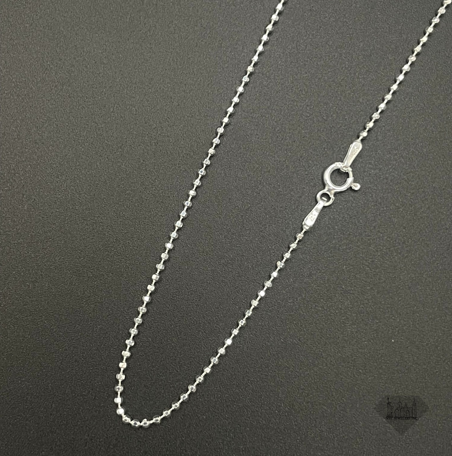 Itaian 925 Sterling Silver Diamond Cut Bead Ball Chain Necklace UNISEX 1.2mm