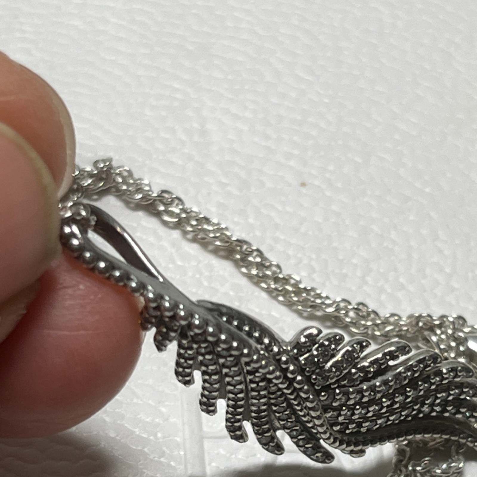Genuine Pandora Silver Majestic Feathers Pendant Necklace 70cm