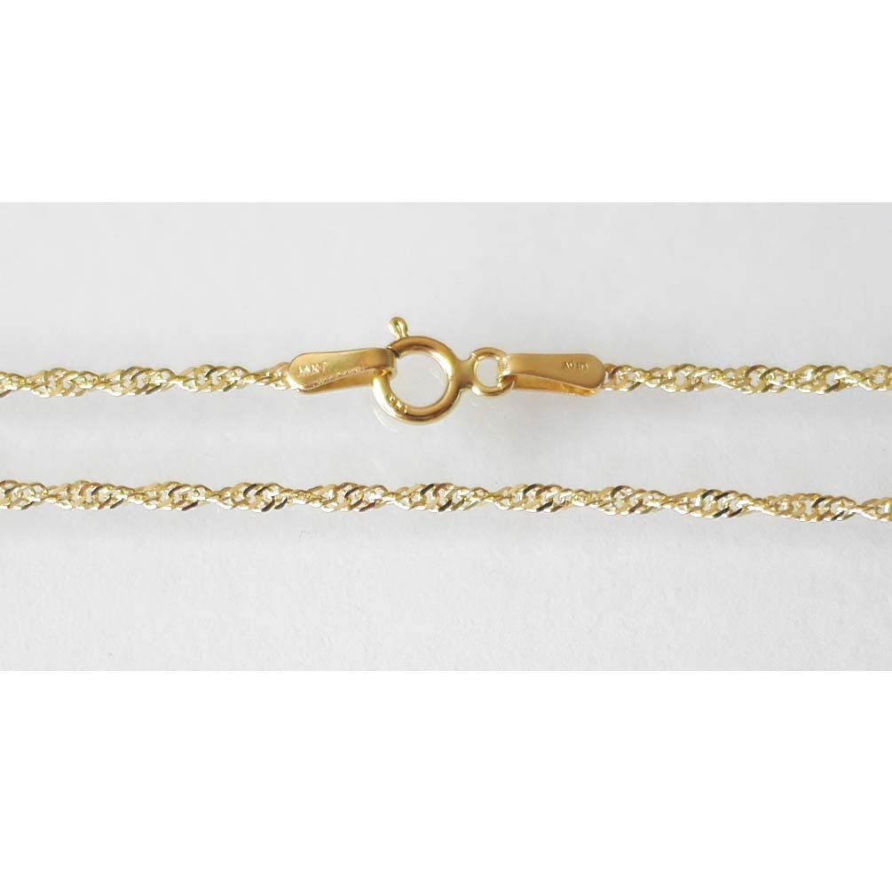 14K Solid Yellow Gold 025Y Singapore Chain W: 1.2 mm Length 18 inches (45 cm) 12