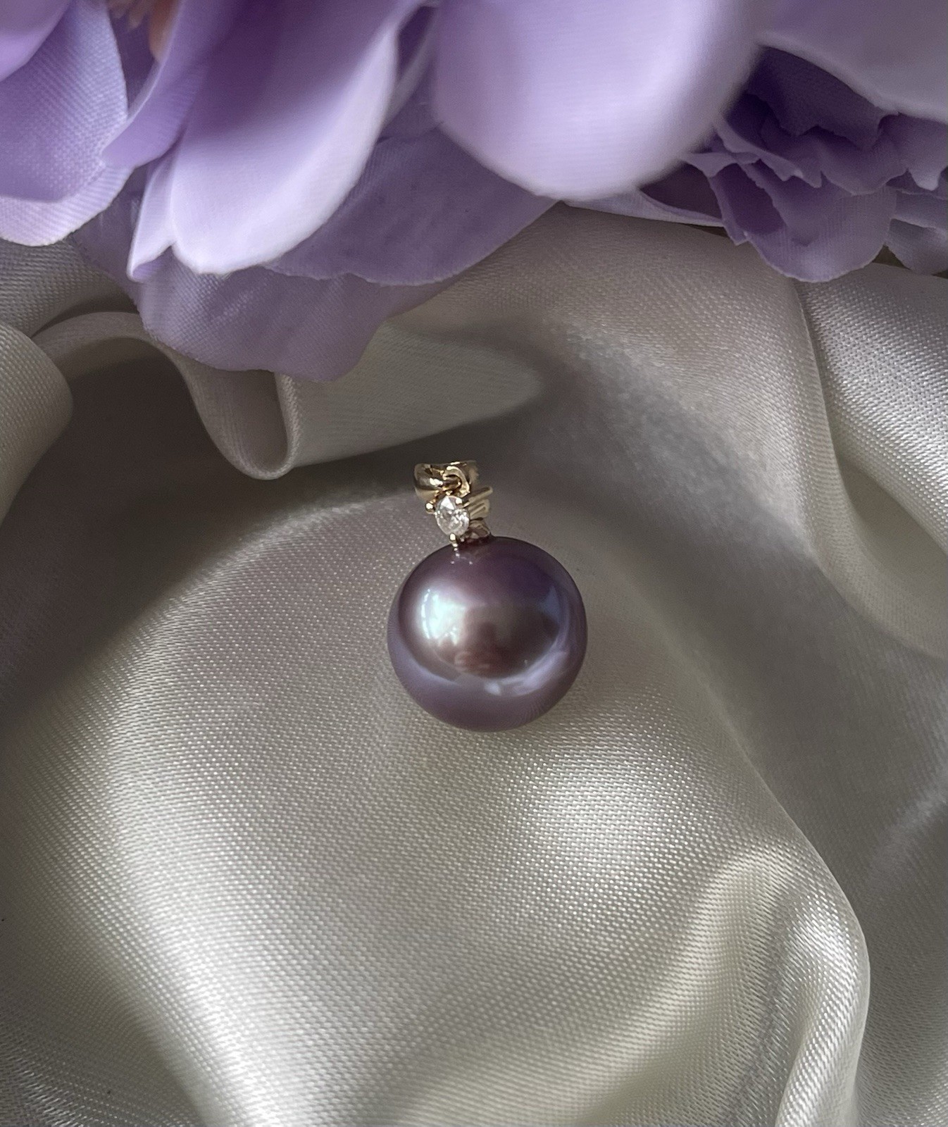 New Genuine Natural Lavender Colored Edison Pearl Diamond Pendant