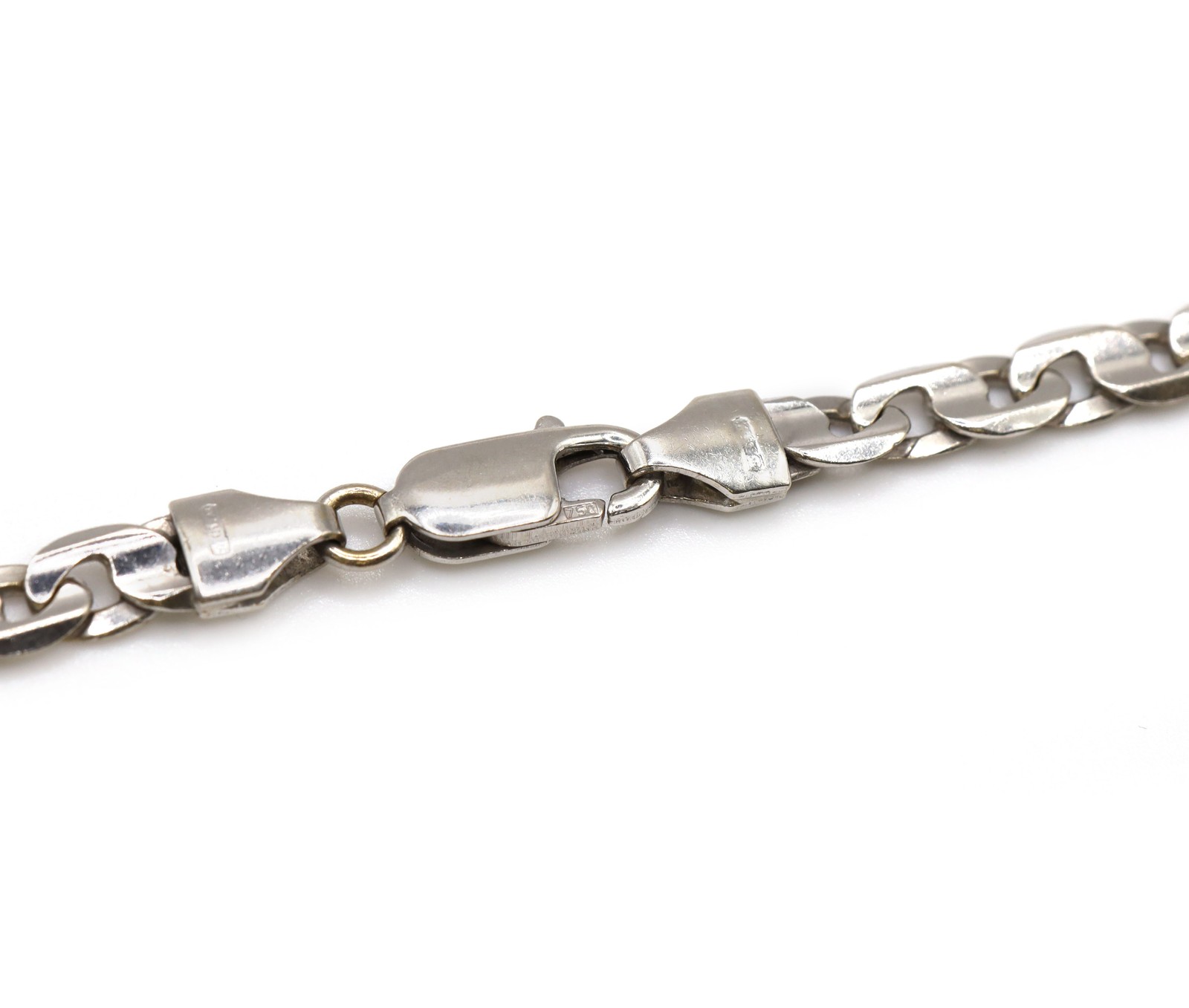 Anchor Mariner Link Chain 18K White Gold Men’s Unisex Necklace 35.2G 23.5”