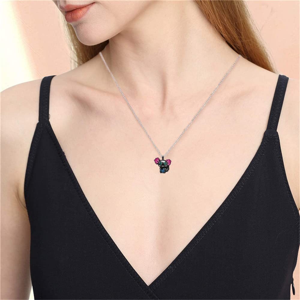 Lovely Axolotl Pendant Necklace, Cute Animals Salamander Heart Shaped Crystal Pe