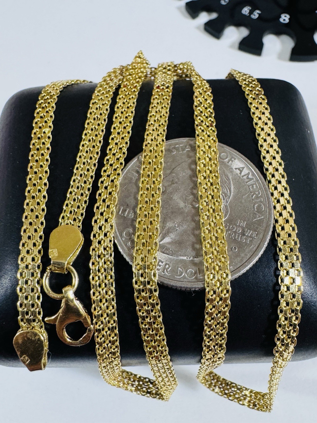 18C 18K 750 Genuine Gold Mesh Chain Necklace 21.8/22” Long 9.7g 3.8mm MENS-WOMEN