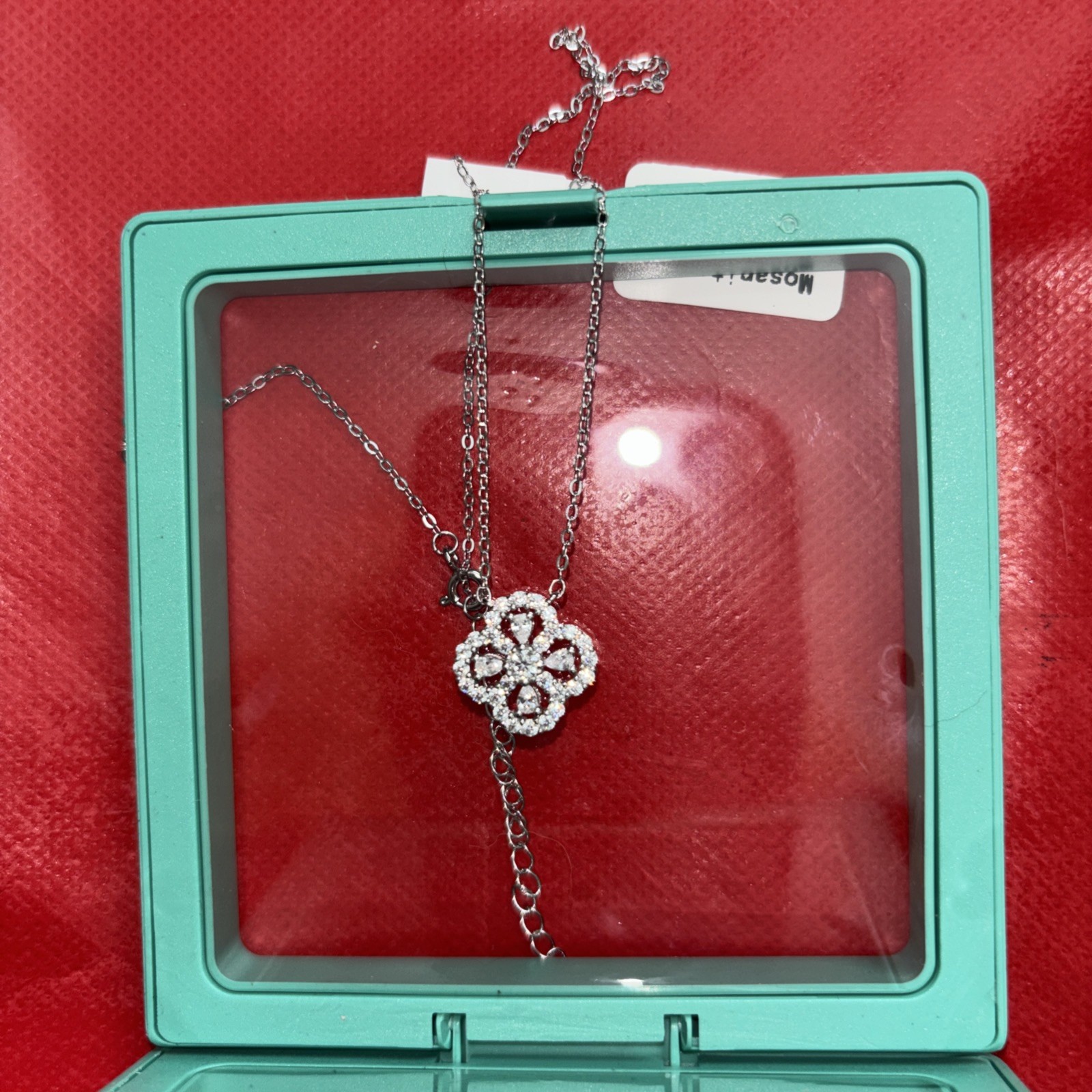 Lab Created Moissanite Necklace 925 Silver Pendant With Cable Chain 18 inch