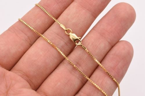 1mm Italian Square Box Chain Necklace 14K Yellow Gold-Plated Sterling Silver 925
