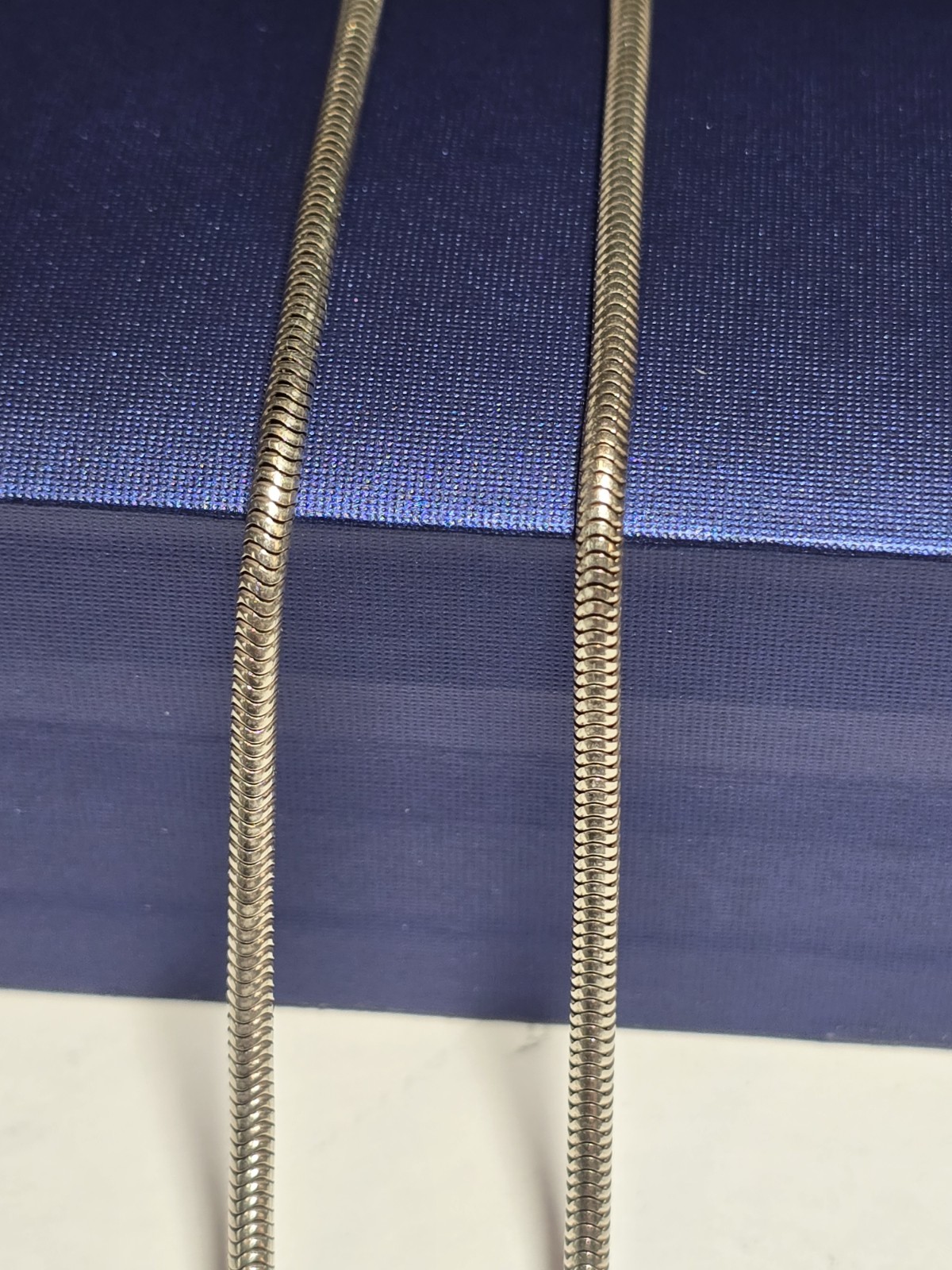 925 Sterling Silver Snake Chain Blue Stone Pearl Pendant 16″ Long
