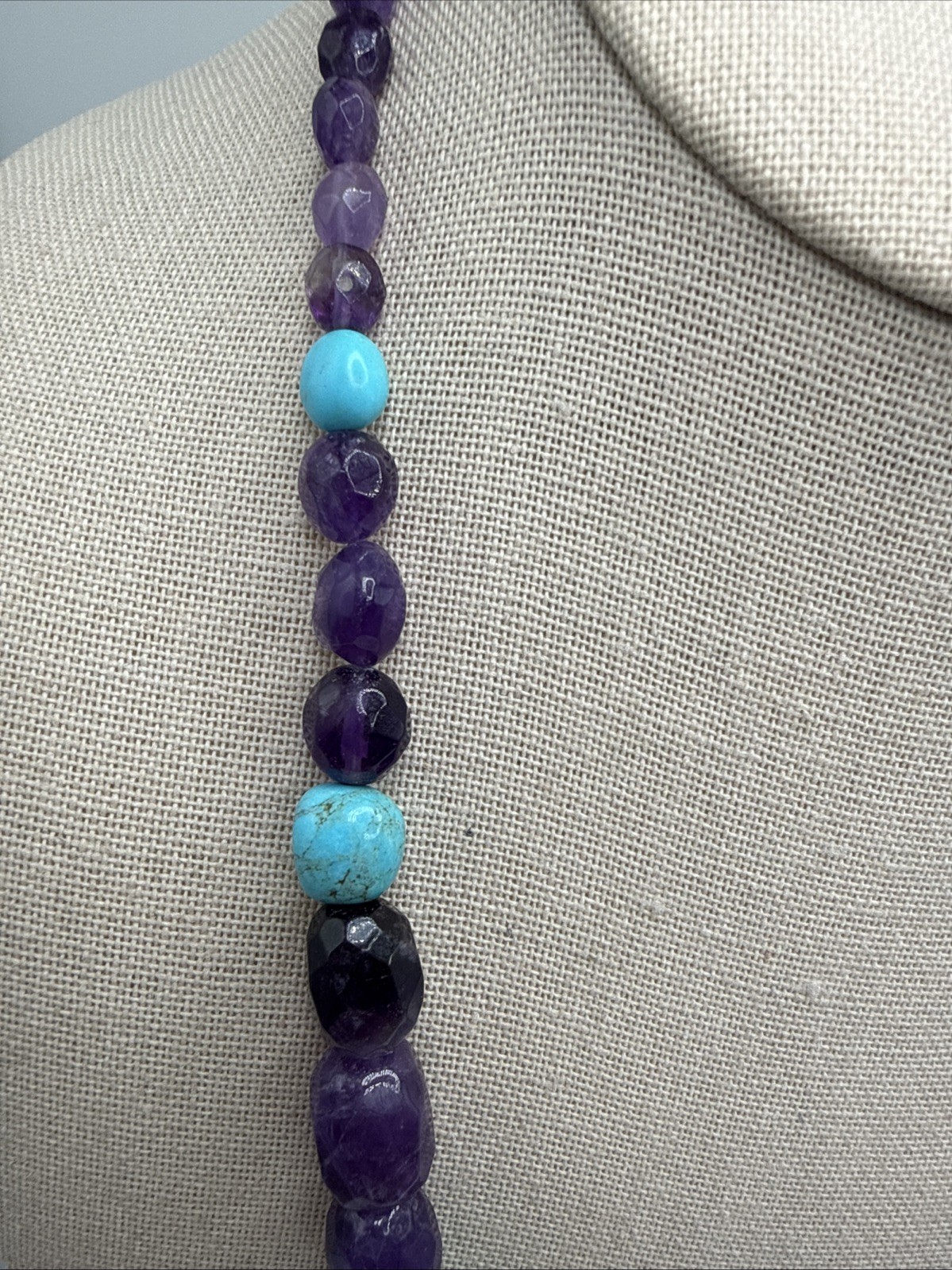 Jay King Natural Amethyst & Turquoise Sterling Silver Beaded Necklace
