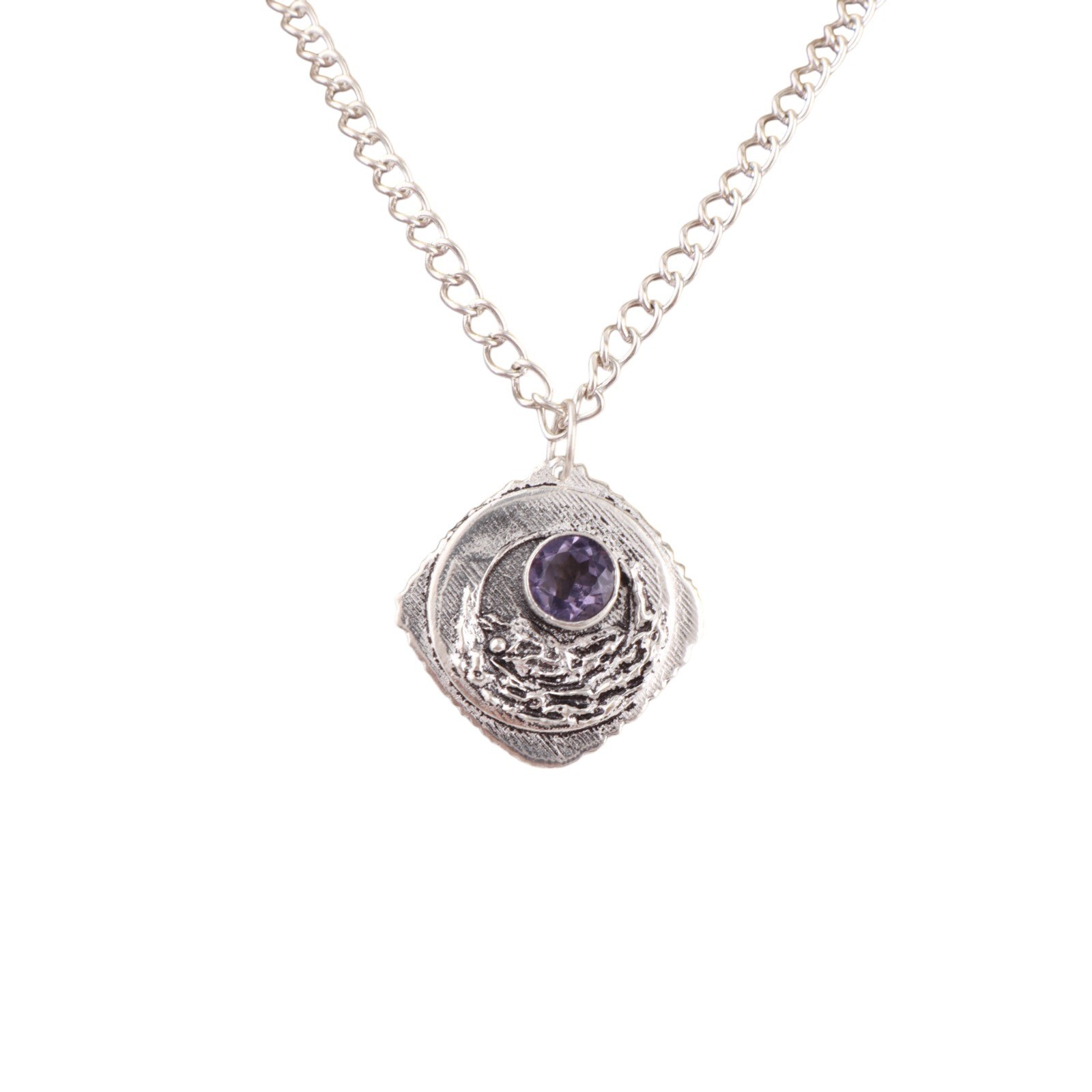 Round Iolite One Stone Engagement Mom Pendant Jewelry 925 Silver