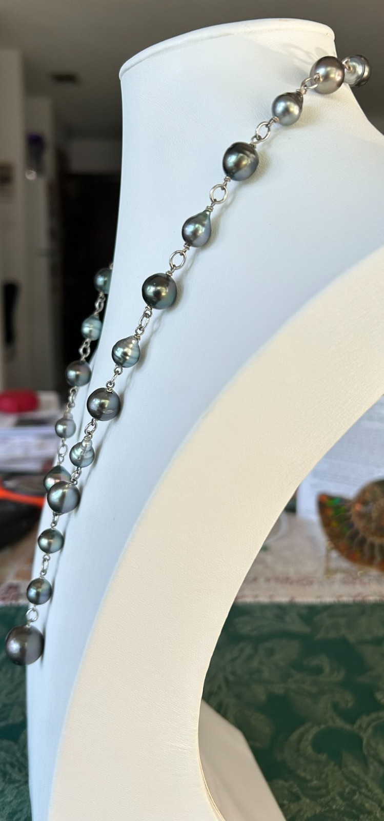 Sterling Silver Tahitian Pearl Dangle Necklace, 19.5 Inches With a 2 Inch Dangle