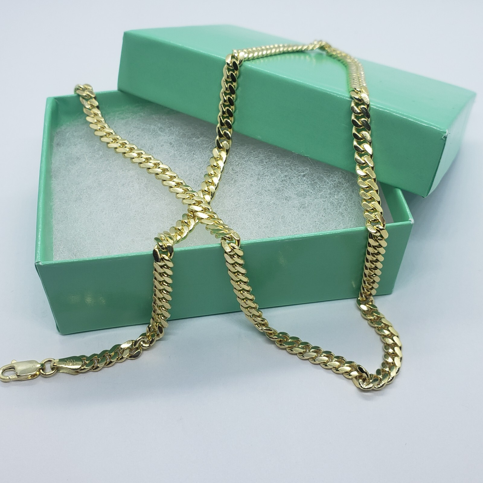 10K Hollow Yellow Gold Miami Cuban Link Chain Necklace 4mm-5.5mm 16″~30″