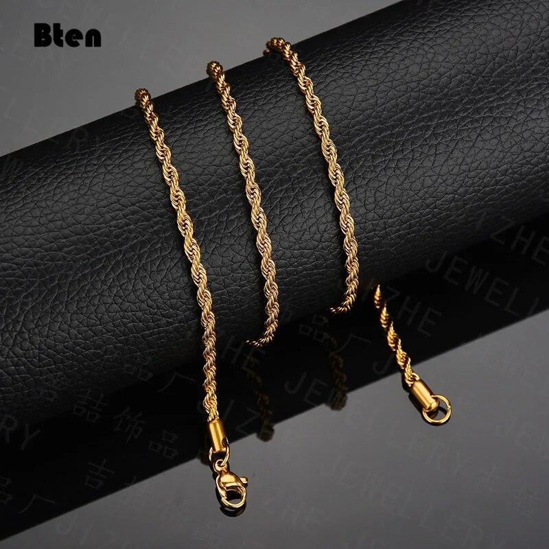 Solid Sterling Gold Silver Italian Rope Chain Men’s Necklace 2-5mm – Diamond Cut
