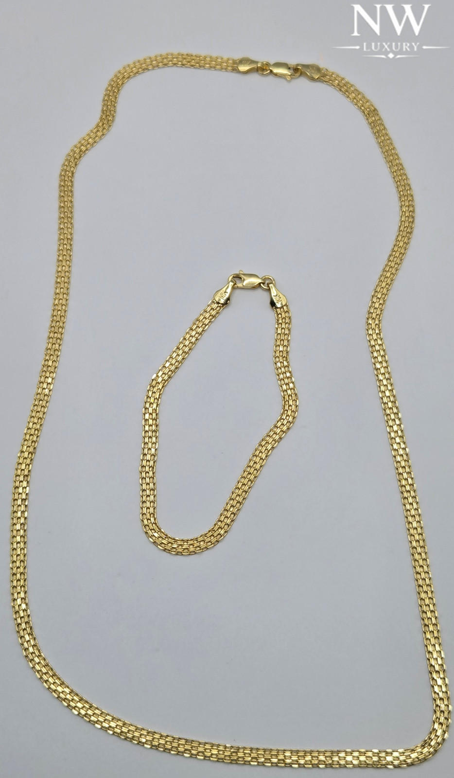 Real 10k Yellow Gold BISMARK NECKLACE or BRACELET, 4.2mm, 22″ – 7.5″, Italy