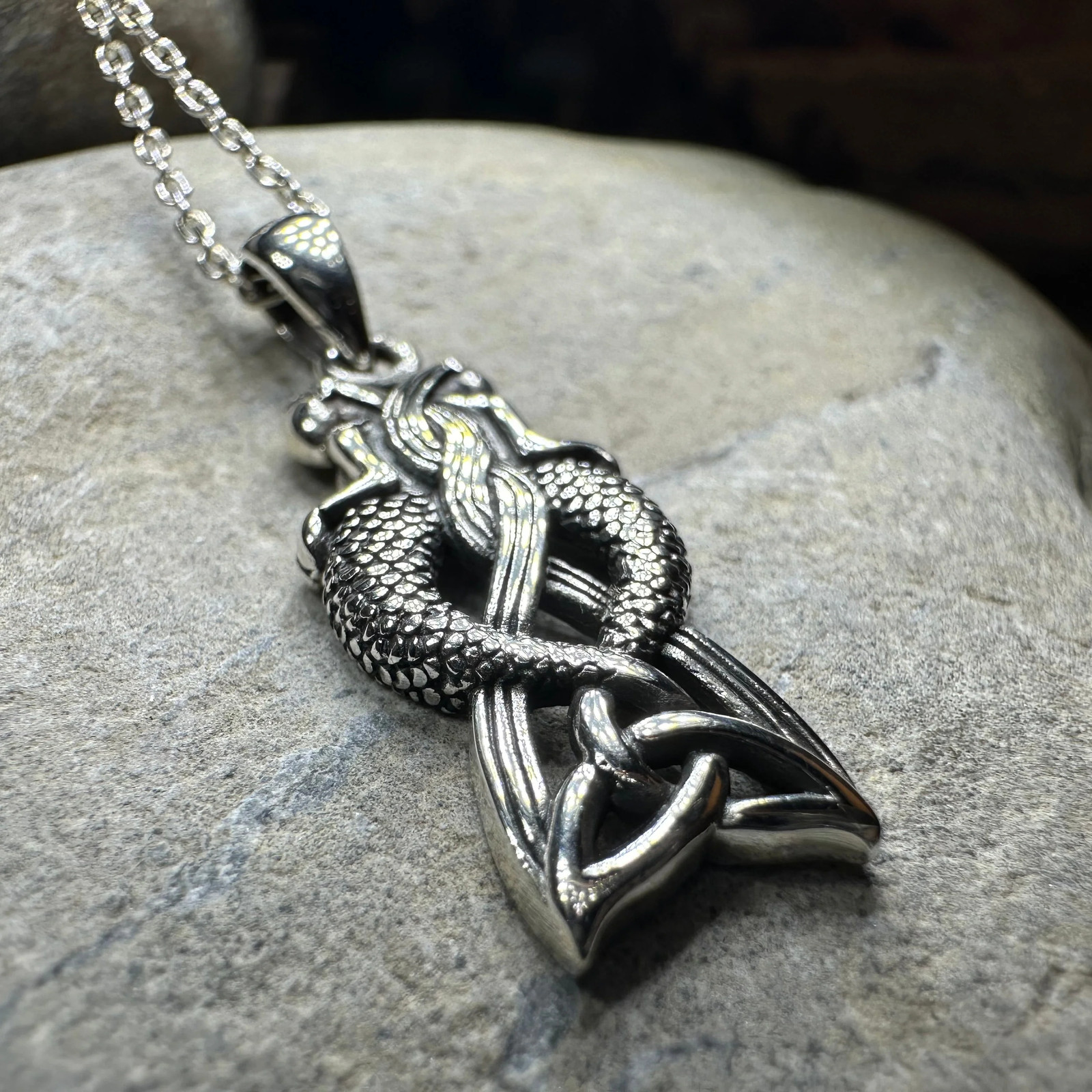 Celtic Mermaid Sisters Necklace Ladies Nautical Beach Pendant 925