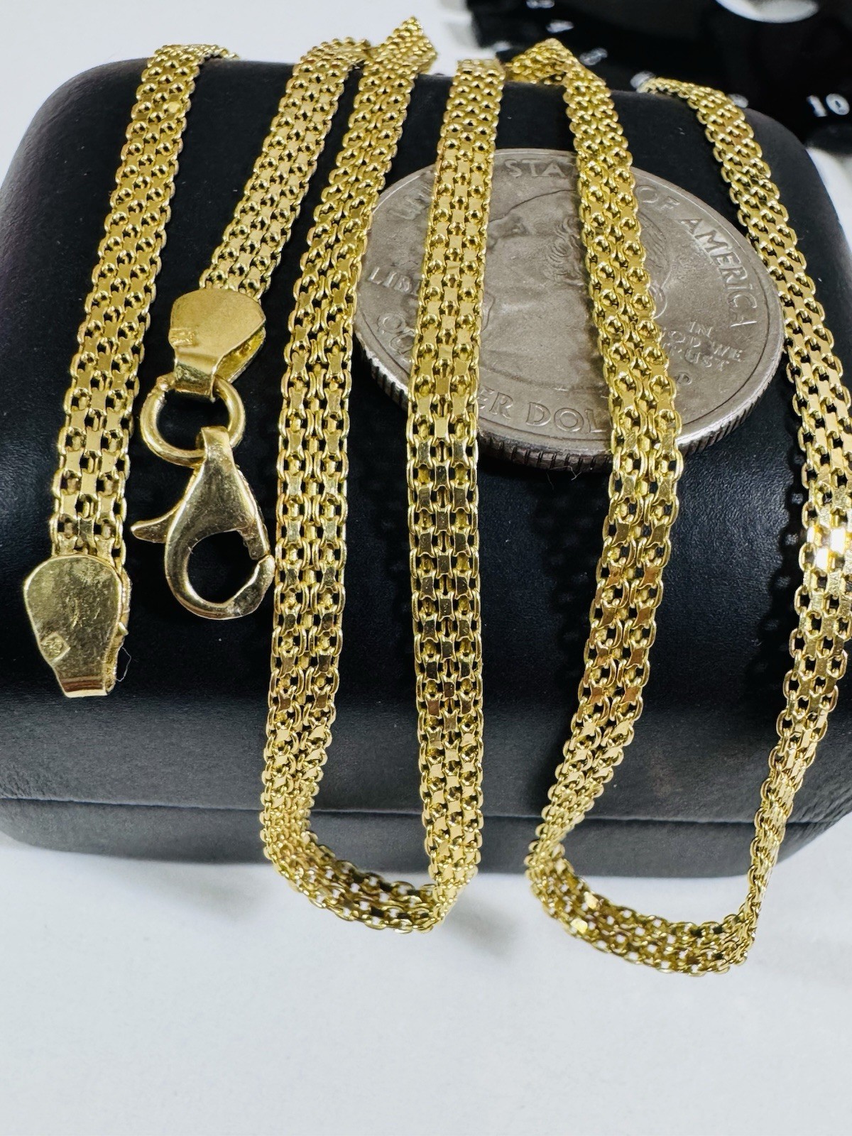 Real 18K 750 Fine Genuine Gold Mesh Chain Necklace 21.8/22” Long 9.7g 3.8mm