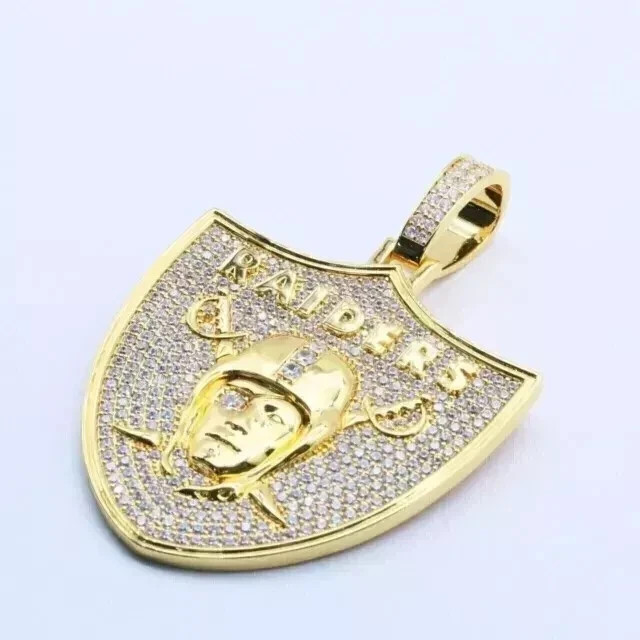 1.5 Ct Round Cut Real Moissanite Men’s Raiders Pendant 14k Yellow Gold Finish