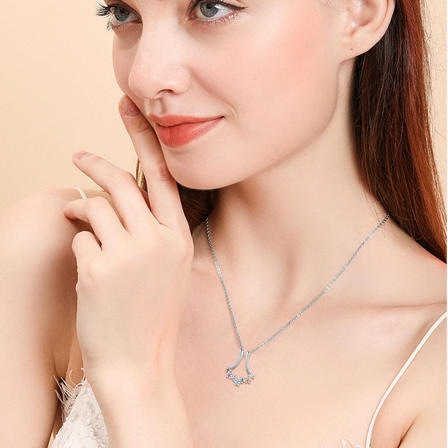 925 Sterling Silver Flower Birthstone Necklace Personalized Family Necklace Gift