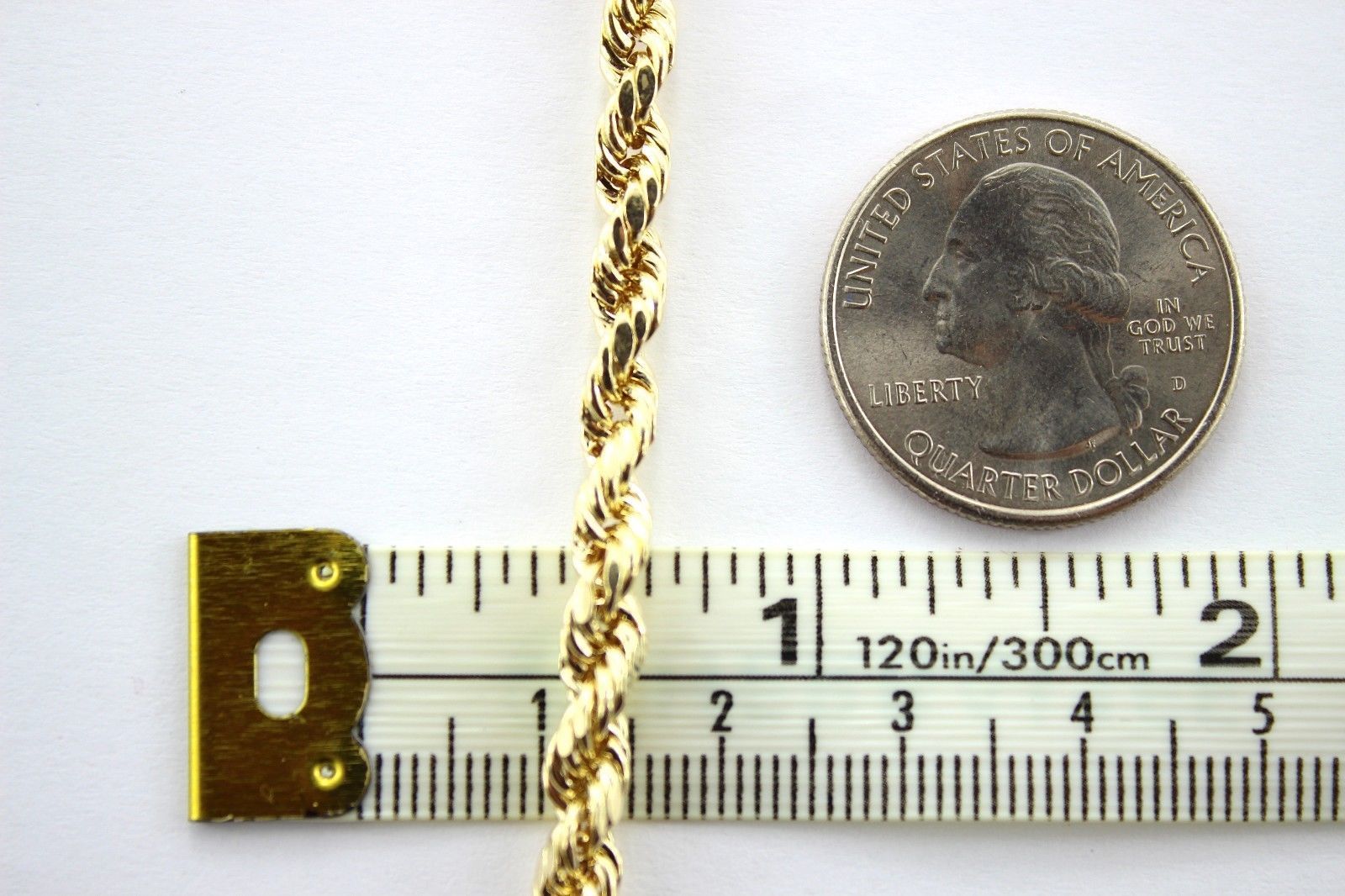 10K Yellow Gold Rope Twist Link Chain Necklace Bracelet Anklet 2mm~5mm 7″ ~ 30″