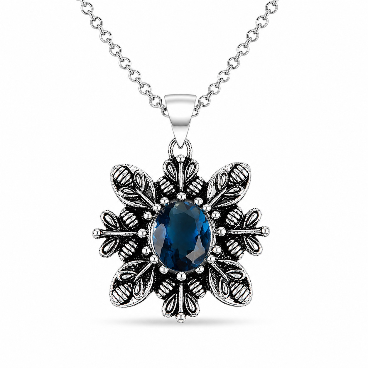 London Blue Topaz Gemstone Jewelry 925 Silver Handmade Pendant 1.59″ For Girls