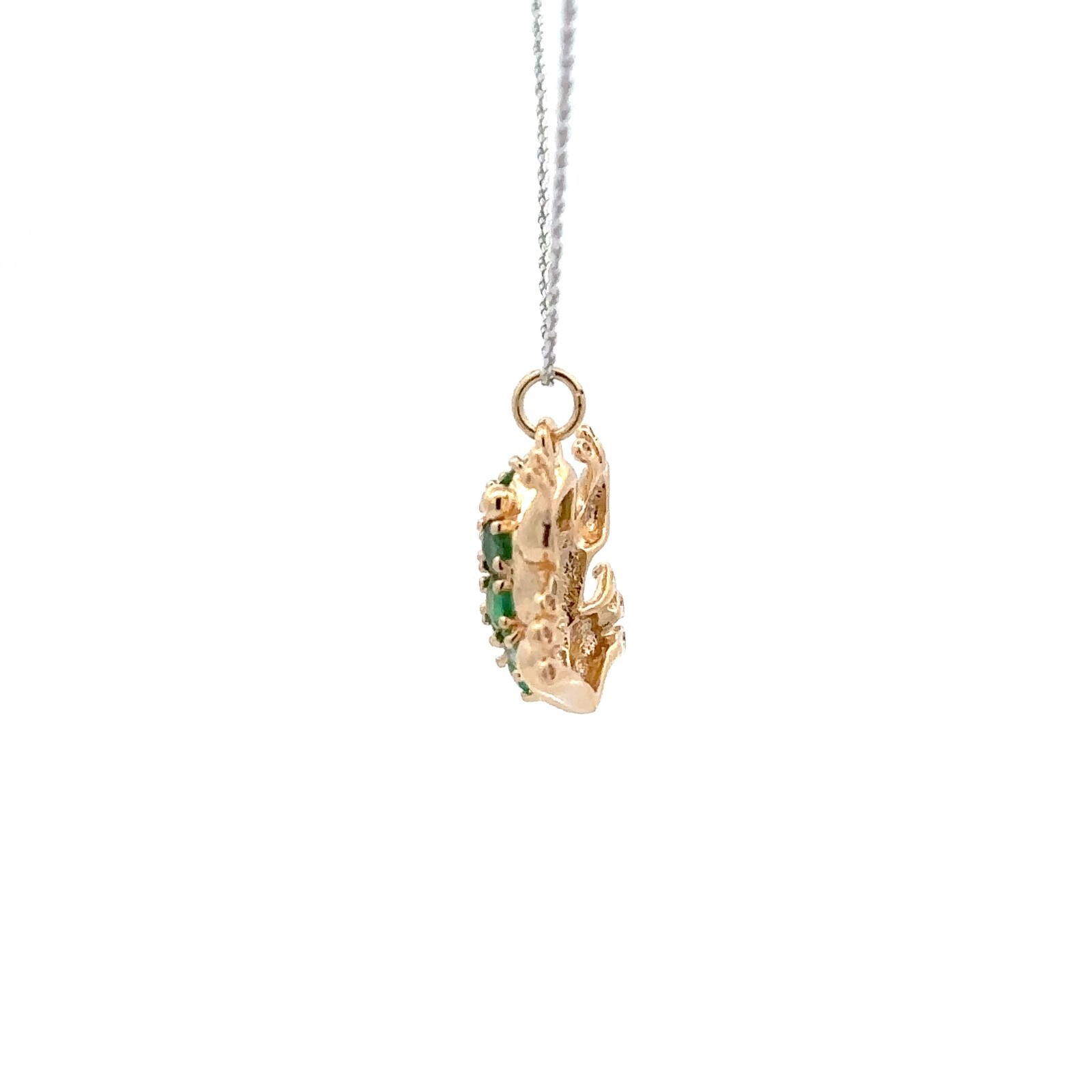 14KT. Yellow Gold And Emerald Frog Charm/Pendant (15 x 16 mm)