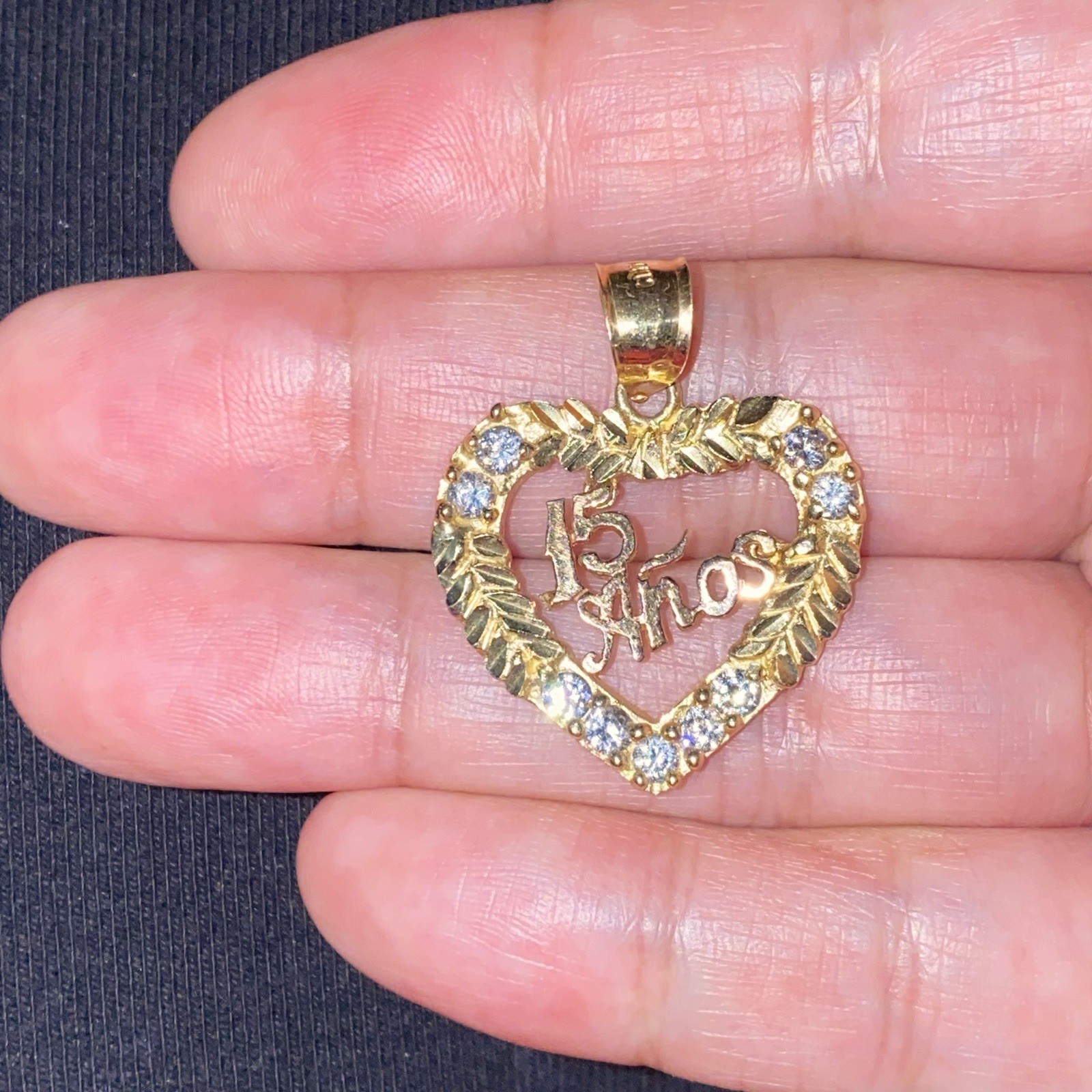 14K Gold & Rose Gold 15 Birthday Heart Pendant Quinceañera