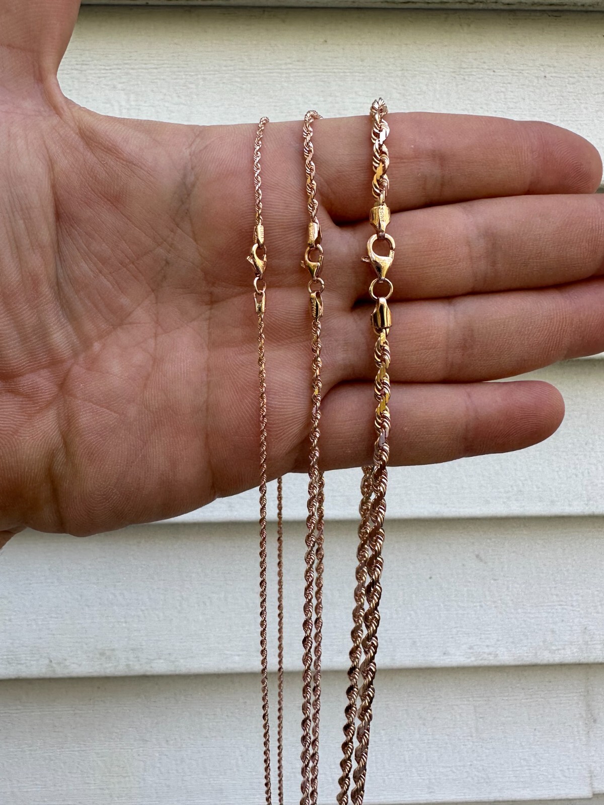 Solid 14k Rose Gold Men’s Women’s Real Rope Chain Necklace 1.5mm-4mm