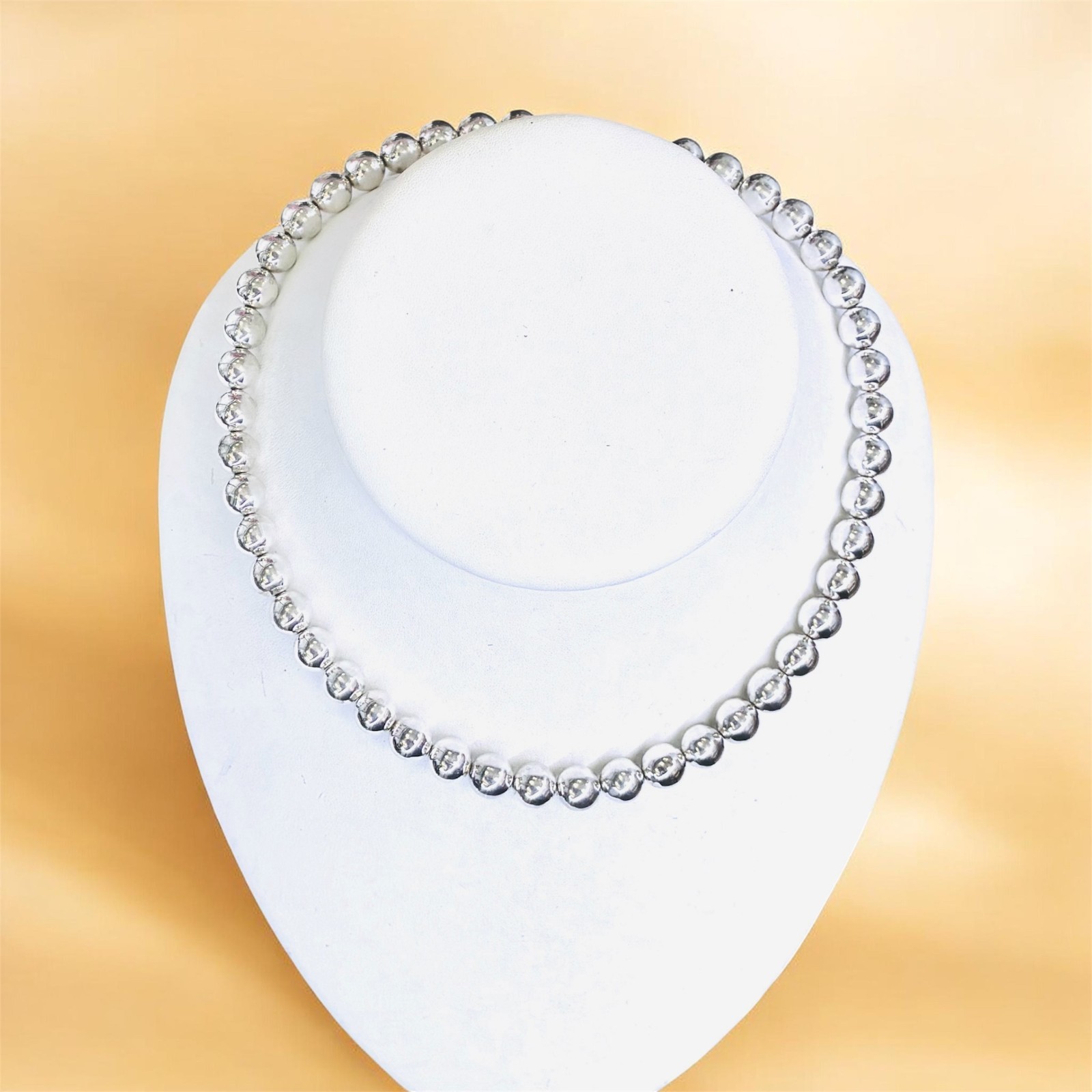 Tiffany & Co. 9MM 16″ HardWear Ball Bead Necklace w/Original Box & Pouch