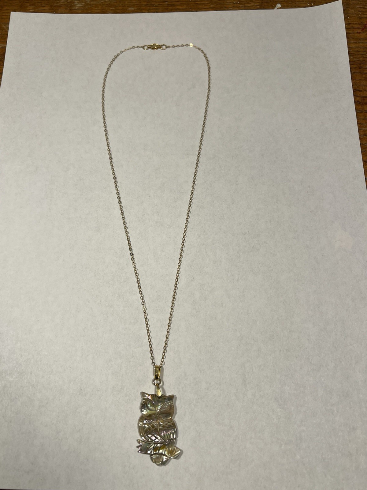 Vintage 12KT Gold Owl Pendant Necklace 1/20 GF Gold Filled Chain Estate Jewelry