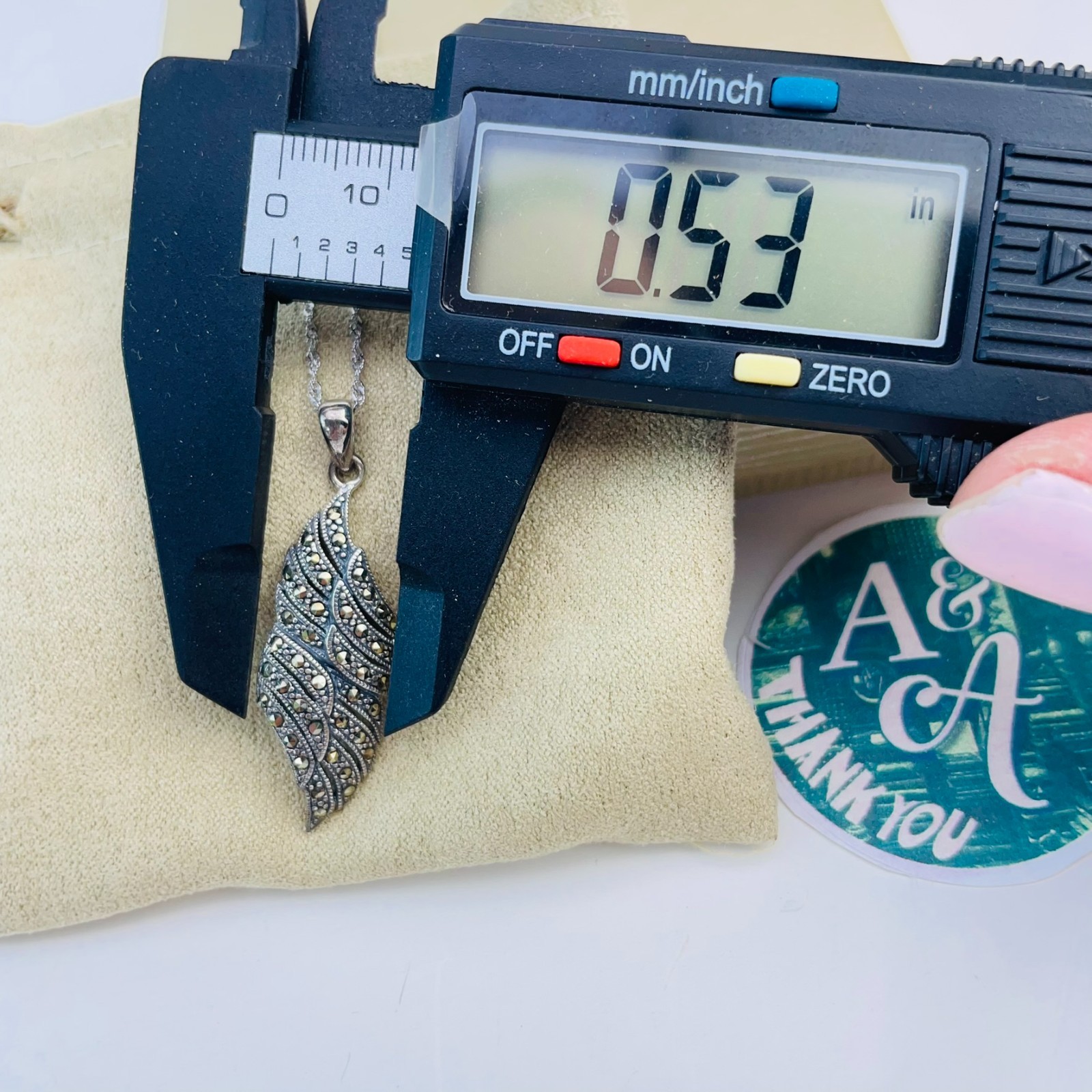 Marcasite Sterling Silver Angel Wing Pendant and Chain JTV Tillya Treasures