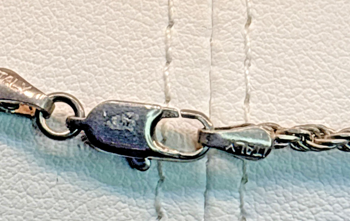 Solid Italian .925 Sterling Silver 2.25mm Rope 21.5″ Necklace Chain