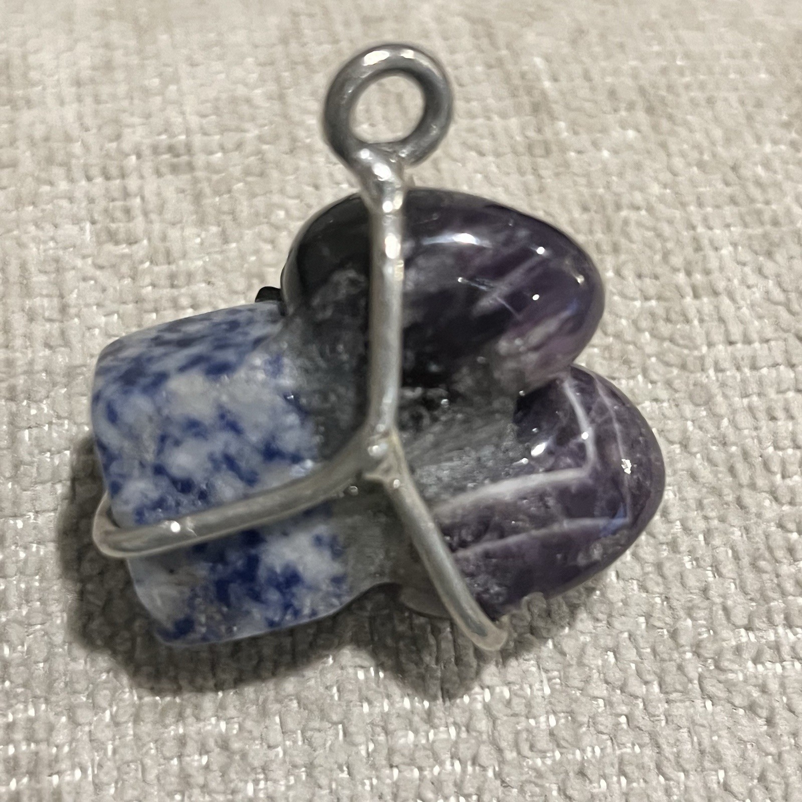 Vintage Sterling Silver Multi Natural Gemstone Healing Handmade Cluster Pendant