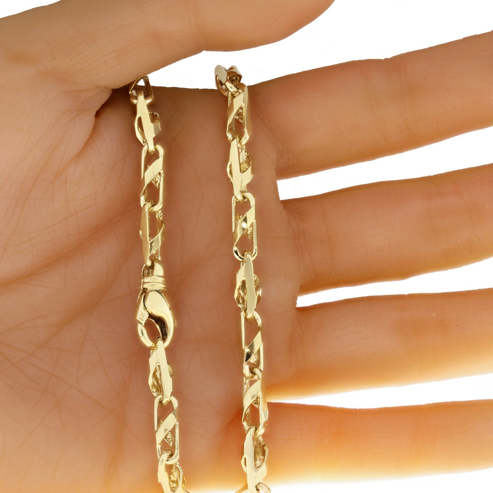 10k Yellow Gold Solid Handmade Fashion Link Necklace 22″ 5.3mm 33 grams