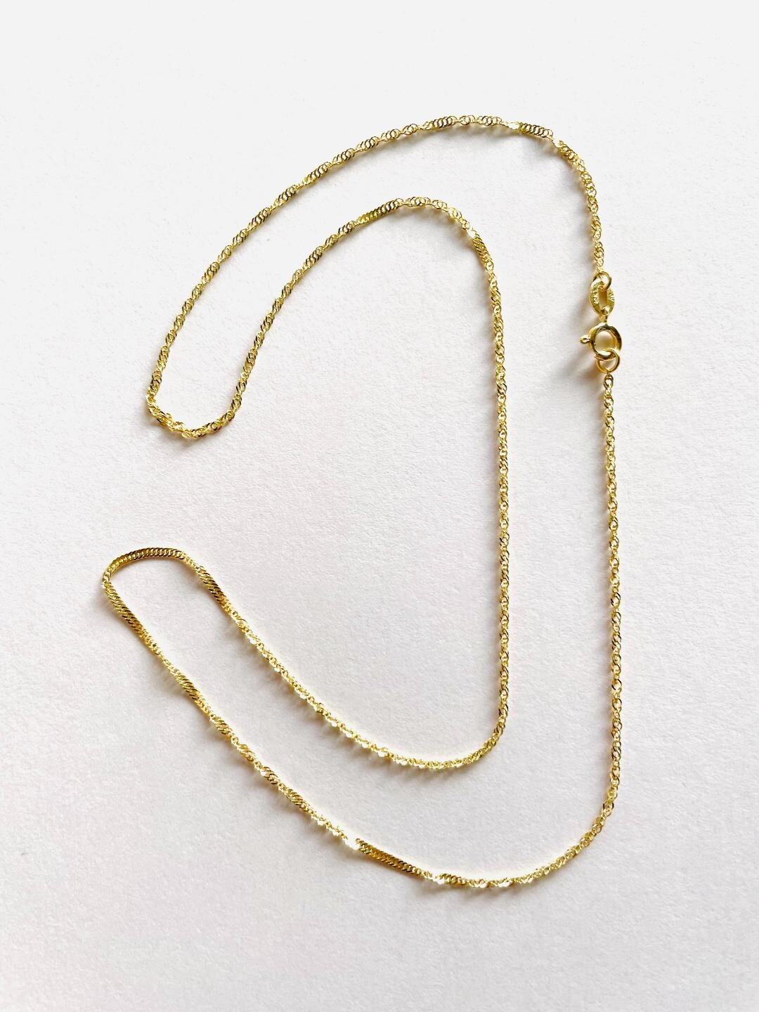 14K Solid Yellow Gold SN-025Y Singapore Chain W: 1.2 mm Length 18 inches (45 CM)