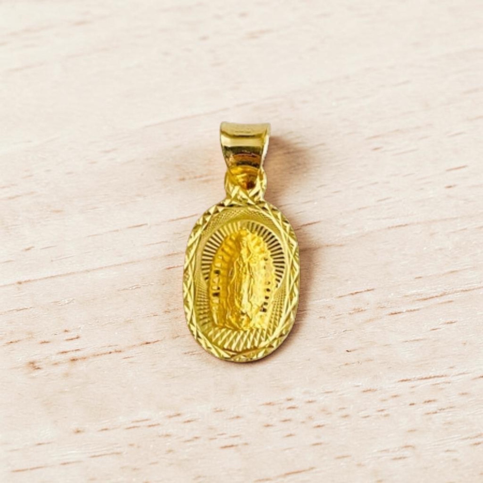 14K Solid Gold 20mm Virgin Guadalupe / Small Virgin Mary Pendant -PT341