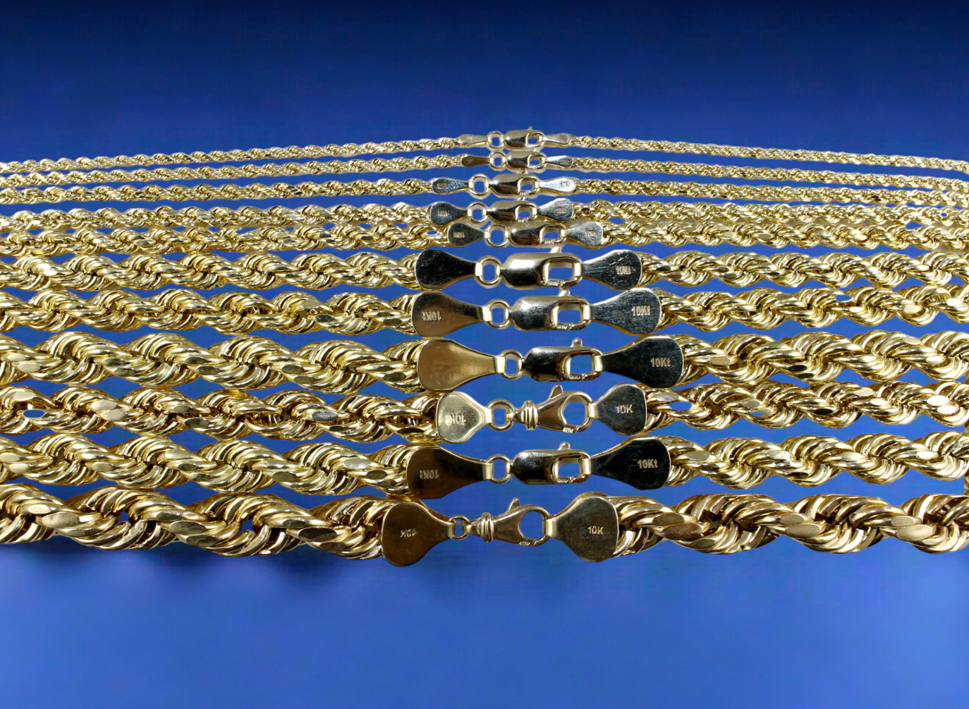 10K Yellow Gold Rope Bracelet Chain Diamond Cut Real Gold 2mm-10mm 7″-9″