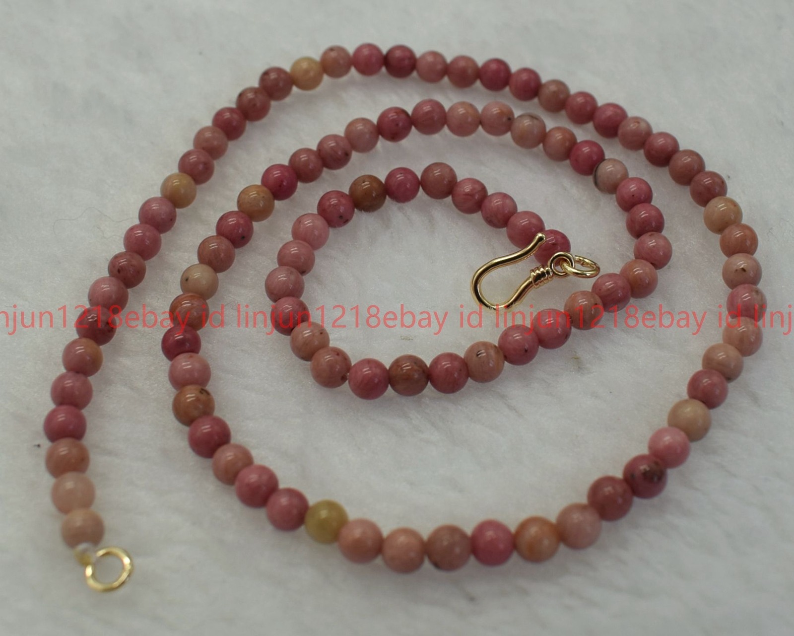 Natural Beautiful 4mm Pink Rhodonite Round Gemstone Beaded Necklace 16-28in