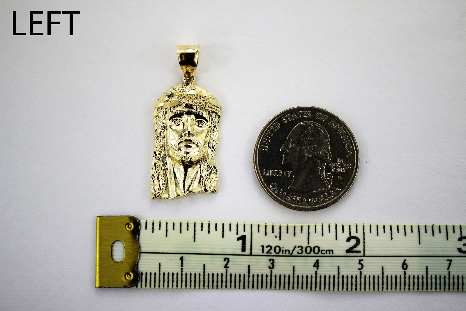 10K Yellow Gold Jesus Face Pendant Charm Diamond Cut 5 Sizes