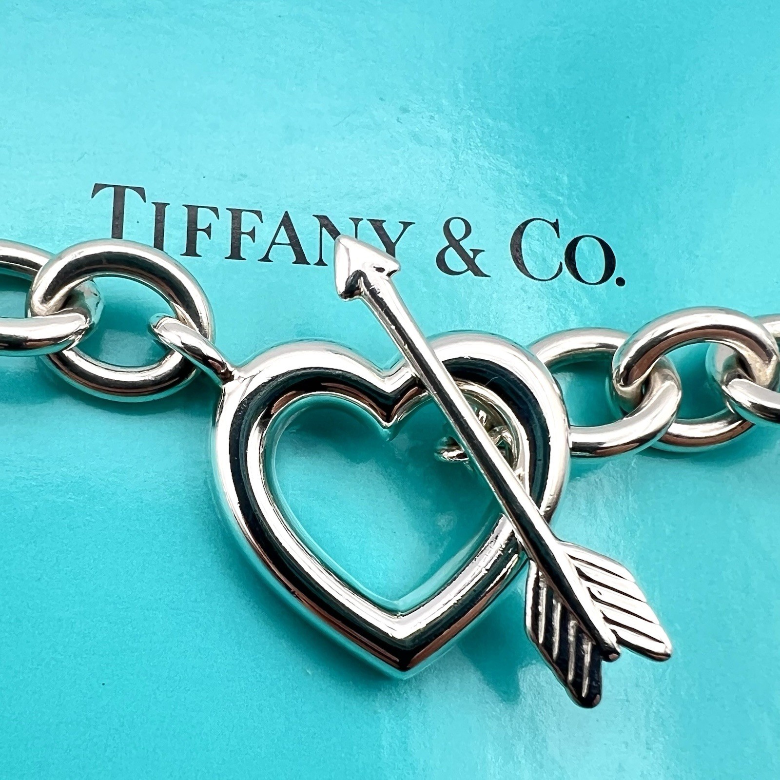 Tiffany & Co. Rare Heart Arrow Toggle Chain Necklace Silver 925 Italy 72.7g