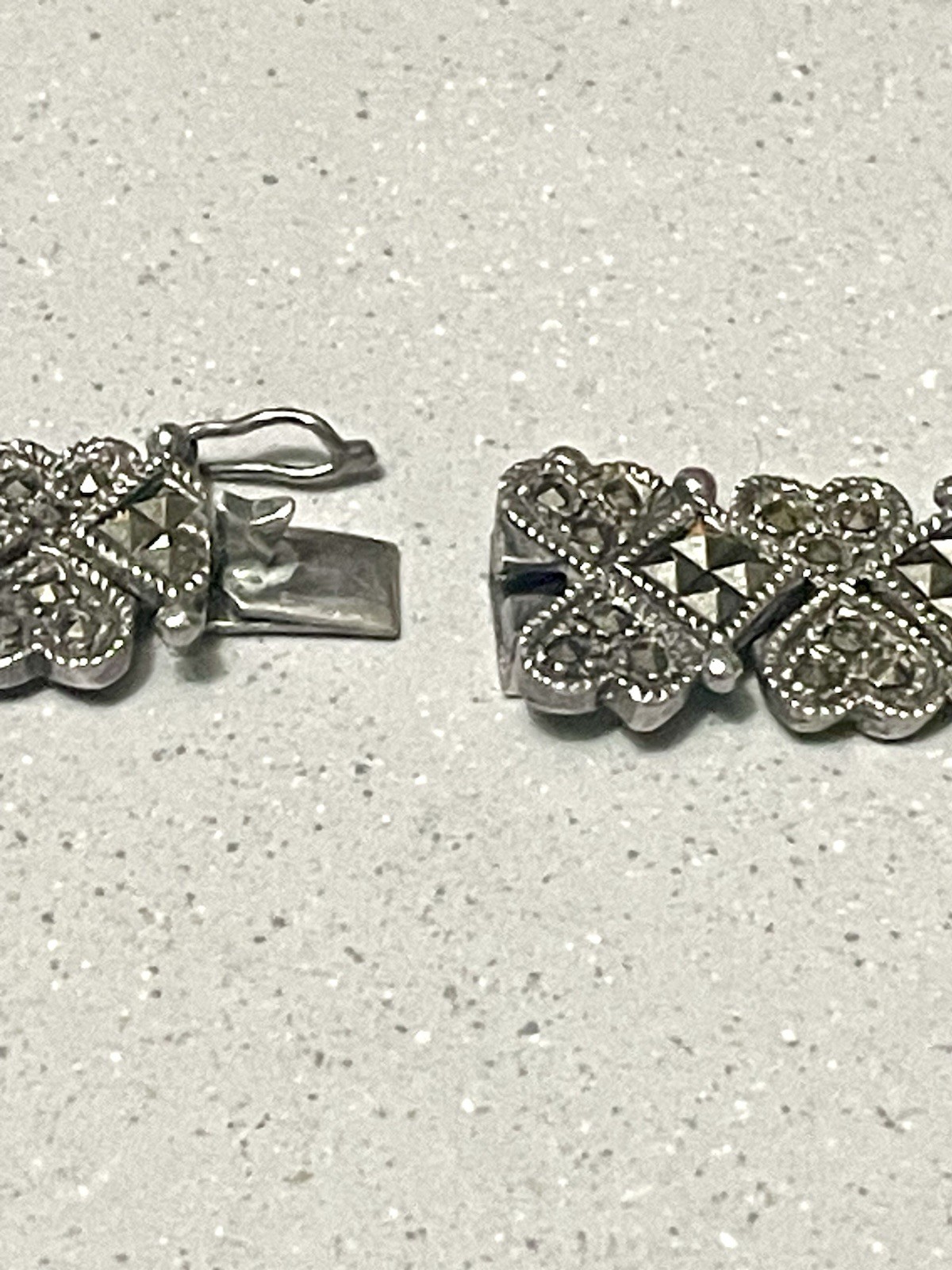 1990’s Deco Style Sterling Silver Marcasite Necklace 925 Heavy 61g+ Estate Find!