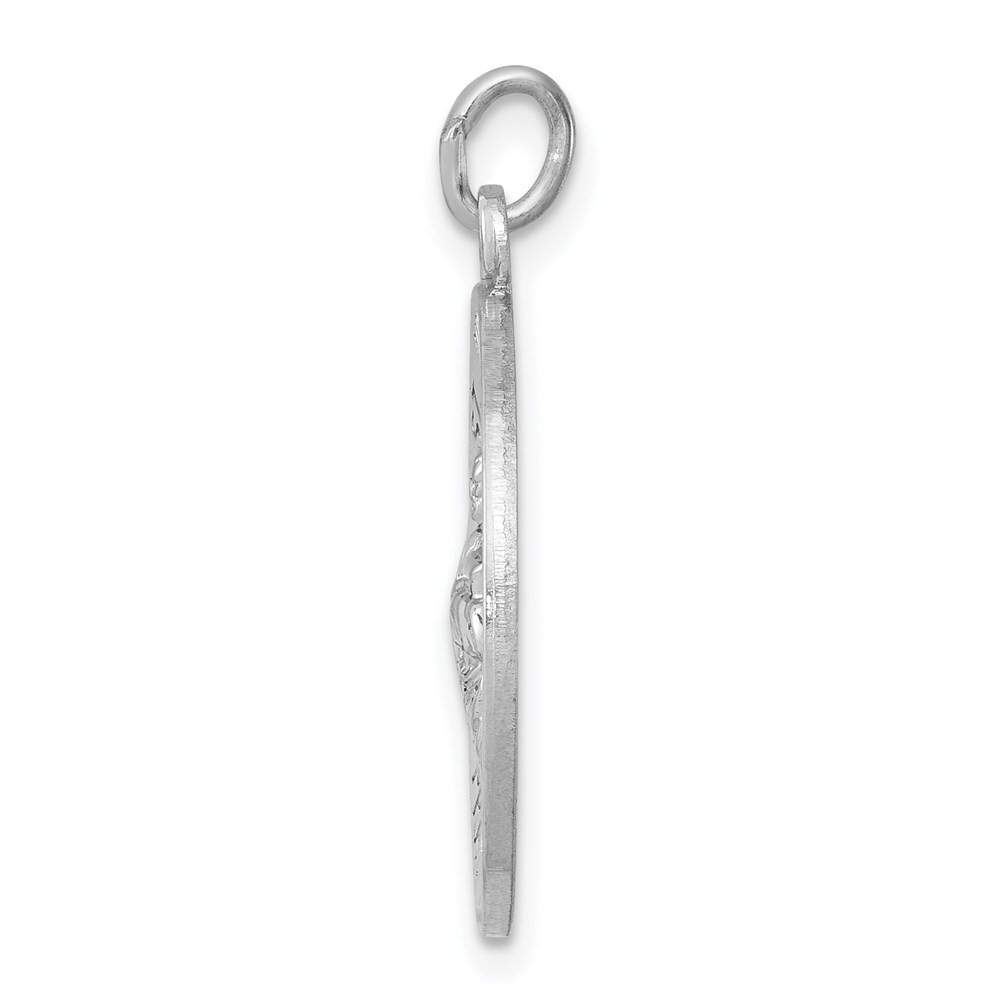 Sterling Silver Rhodium-plated Saint Jude Thaddeus Medal Pendant 1.8gm L-26 mm